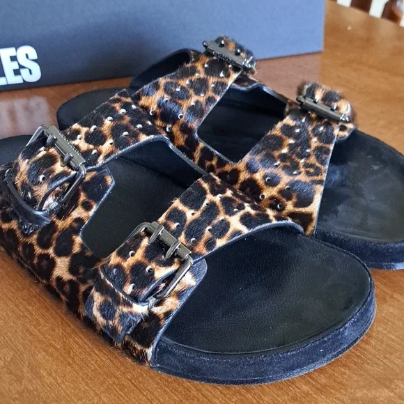 The Kooples Leopard Print Sandals genuine Lether 38 - Picture 2 of 8